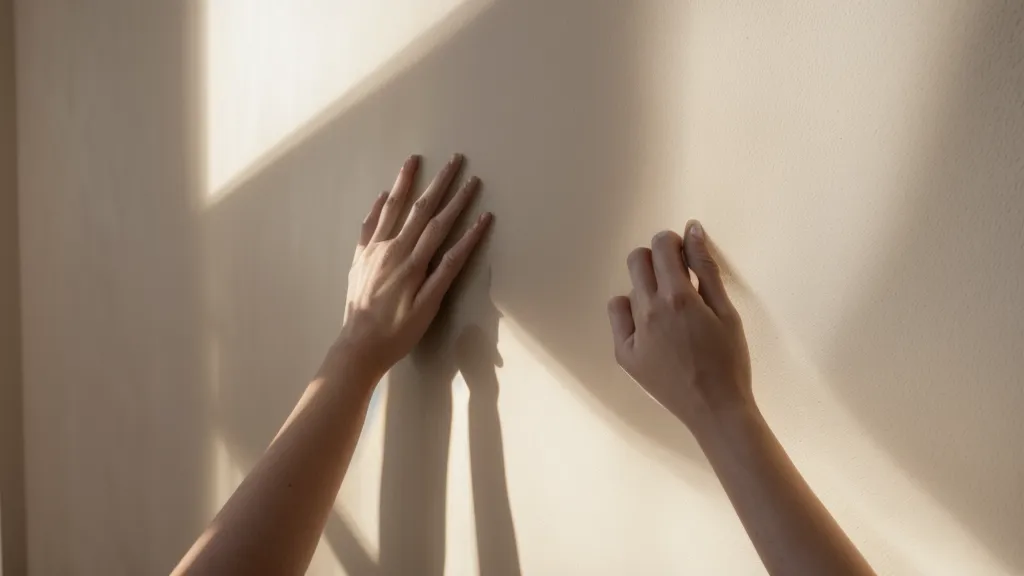 Pared beige constructora en un dormitorio de alquiler antes de decorar con poco presupuesto