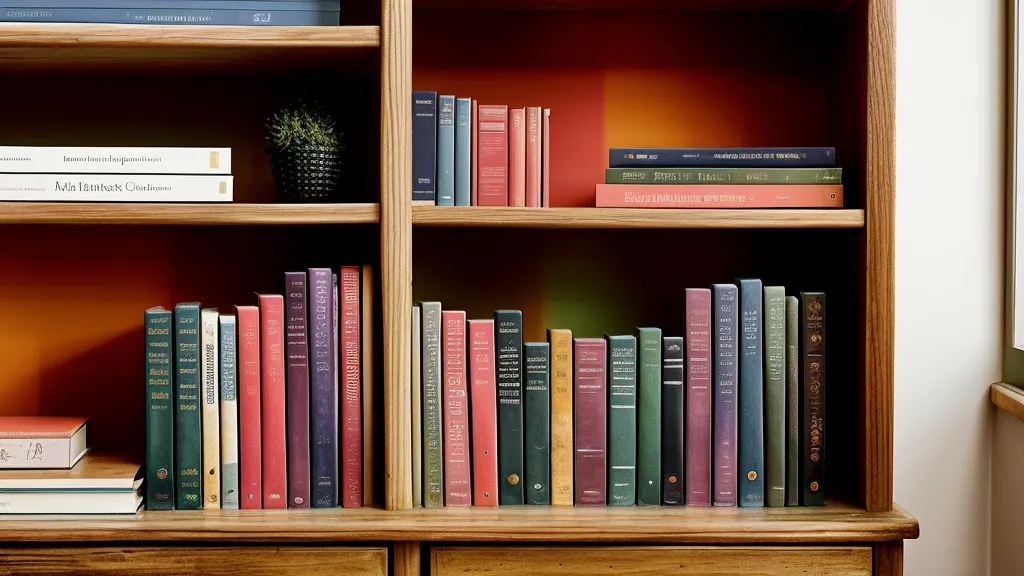 Estantería pequeña con libros ordenados por colores, un error habitual en decoración low-cost