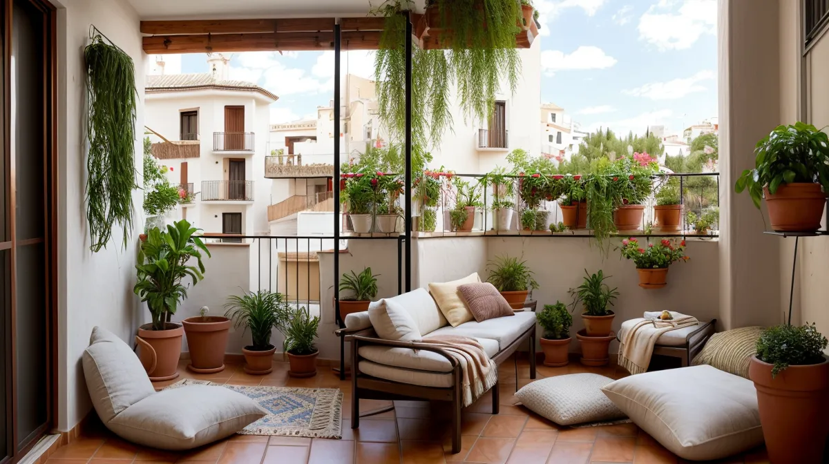 Ideas para decorar el balcón de un piso de alquiler sin reformas: balcón estrecho de cemento gris en Murcia antes del cambio