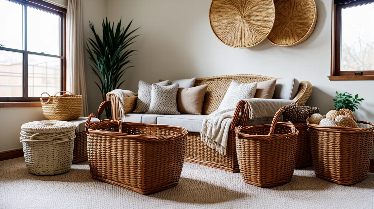 Ideas para decorar con cestas de mimbre y organizar un piso pequeño con fibras naturales