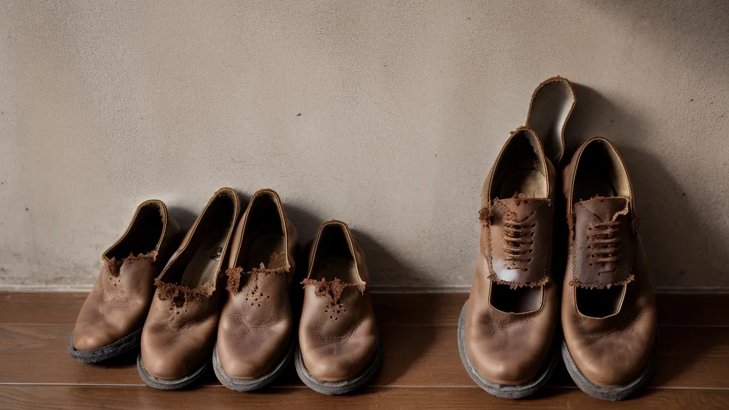 Zapatos amontonados en la entrada de un piso pequeño de alquiler antes de organizarlos con cestas de mimbre