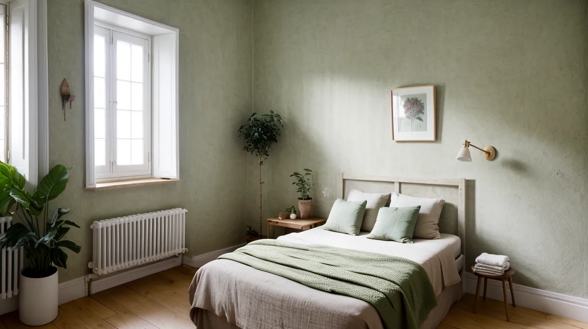 Ideas para elegir ropa de cama y textiles para dormitorios pequeños: cama en capas de algodón y lino en un dormitorio de alquiler en Murcia