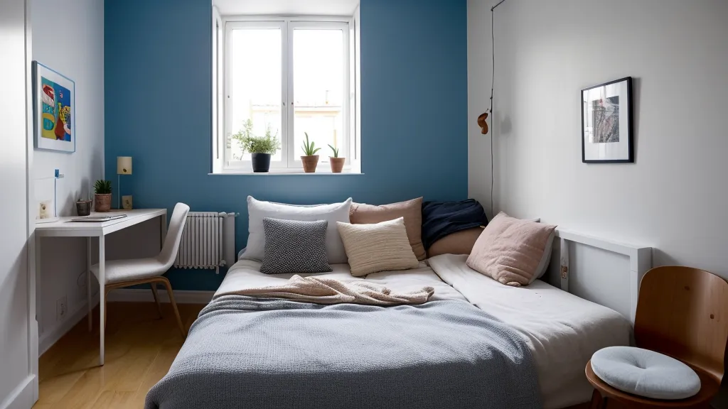 Portátil abierto con un módulo de un curso de decoración del hogar durante una sesión de estudio nocturna