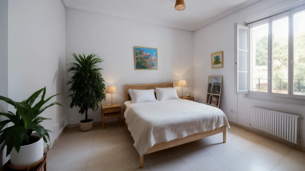 Salón de un piso de alquiler en Murcia decorado con plantas de interior resistentes y de bajo mantenimiento