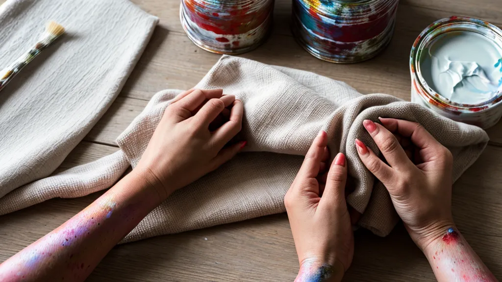 Manos comparando muestras de tela y pintura para definir la paleta de color de un salón