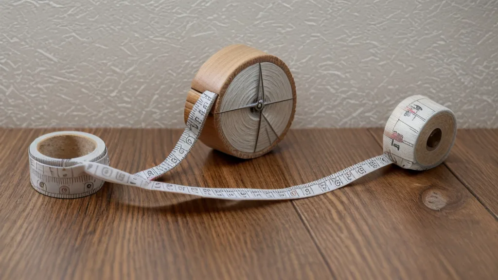 Cinta métrica y papel pintado listos para un proyecto de decoración de interiores en un piso de alquiler